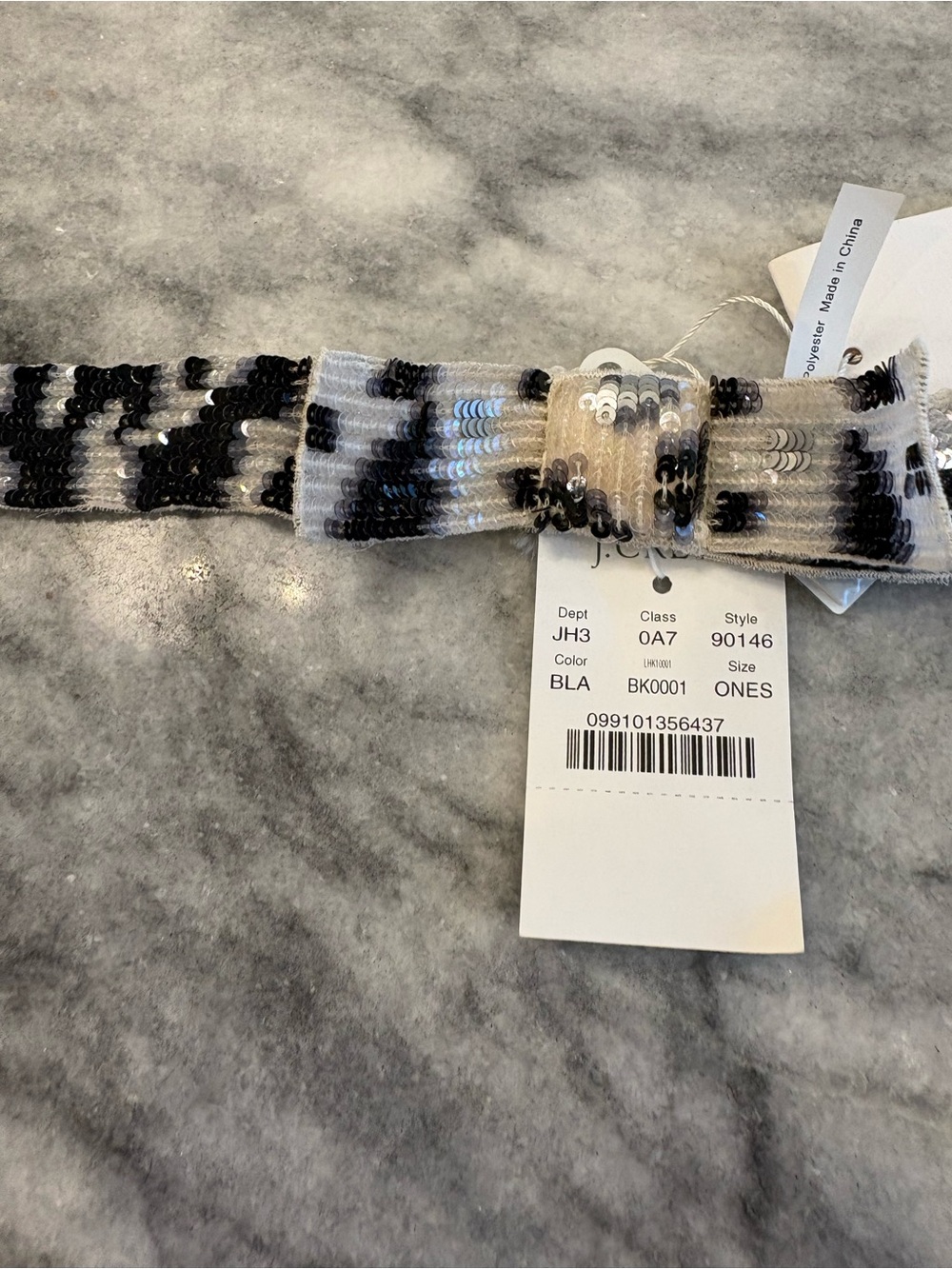 J. Crew Black and White Sequin Bow Belt Zebra!!